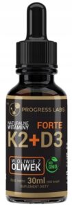 PROGRESS LABS Naturalna Witamina K2 + D3 Forte w kroplach 30 ml