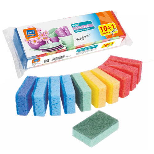 Gąbki do naczyń, 10szt. + 1 gratis Ravi