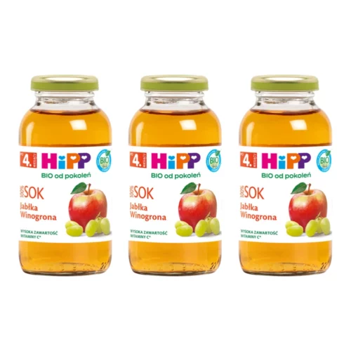 3x HiPP BIO Sok 100 % jabłka-winogrona po 4. miesiącu 200ml