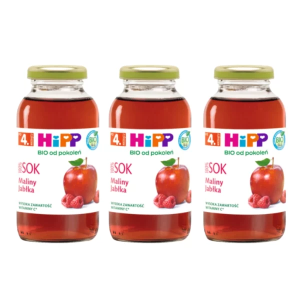 9062300109389_x3 3x HiPP BIO Sok 100% maliny-jabłka po 4. miesiącu 200ml