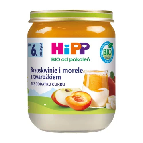 HiPP BIO Brzoskwinie i morele z twarożkiem po 6. miesiącu 160 g