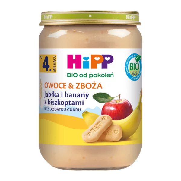 9062300118930 HiPP BIO Owoce & Zboża Jabłka i banany z biszkoptami po 4. miesiącu 190 g