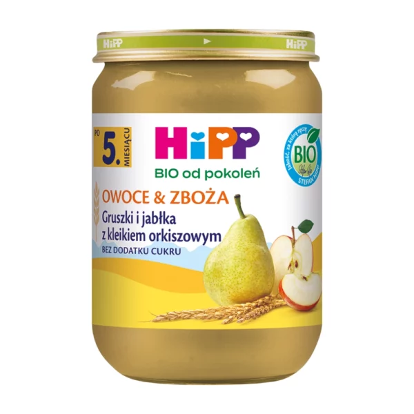 HiPP BIO Owoce & Zboża Gruszki i jabłka z kleikiem orkiszowym po 5. miesiącu 190 g
