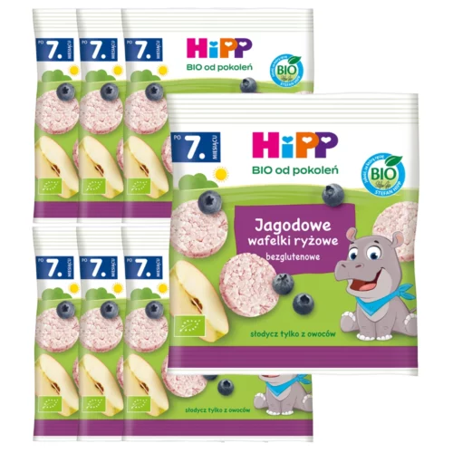 7x Jagodowe wafelki ryżowe HiPP BIO po 7. m-cu, 30 g