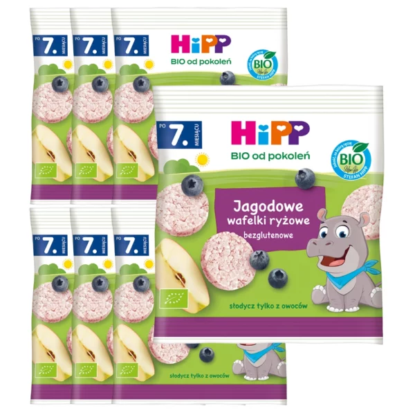 7x Jagodowe wafelki ryżowe HiPP BIO po 7. m-cu, 30 g