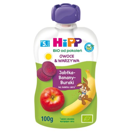 HiPP BIO Mus owocowo-warzywny owoce & warzywa po 5. miesiącu jabłka-banany-buraki 100 g