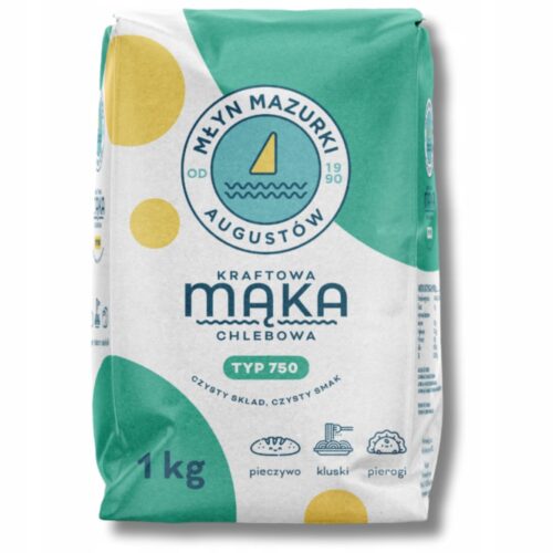 Kraftowa Mąka pszenna chlebowa typ 750 Młyn Mazurki 1 kg