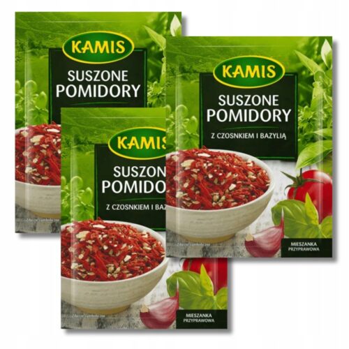 Suszone pomidory z czosnkiem i bazylią mieszanka przyprawowa Kamis 12g x 3