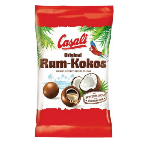 Draże kokosowe z płynnym nadzieniem z dodatkiem rumu Casali 100g