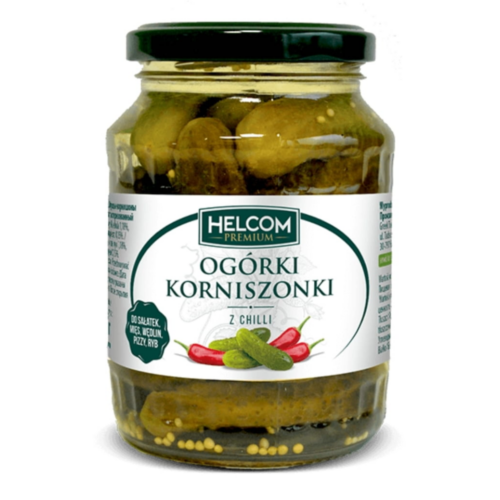 Ogórki korniszonki z chilli Helcom Premium 370ml