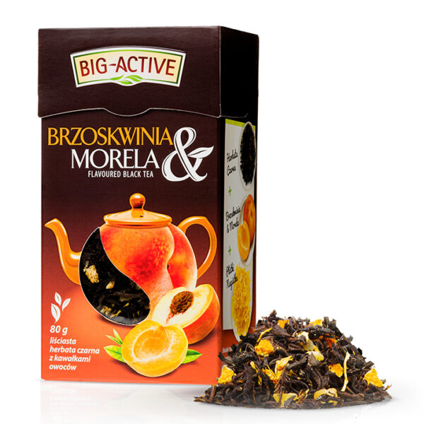 Big-Active Brzoskwinia & Morela Liściasta herbata czarna z kawałkami owoców 80 g