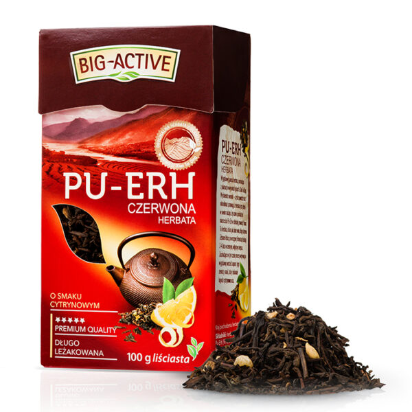 Big-Active Pu-Erh Herbata czerwona o smaku cytrynowym liściasta 100 g