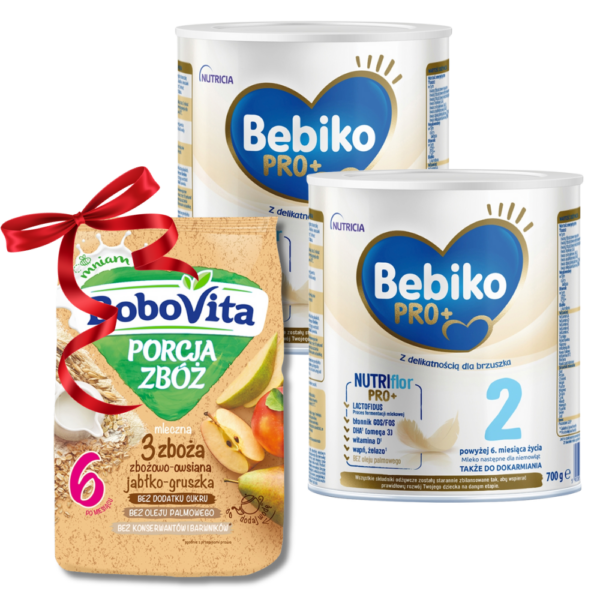 Mleko Bebiko PRO 2 2x700g + kaszka GRATIS zbożowo-owsiana jabłko-gruszka