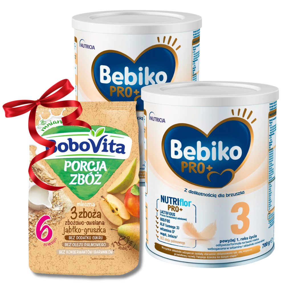 Bebiko pro 3 jabłko gruszka Mleko Bebiko PRO 3 2x700g + kaszka GRATIS zbożowo-owsiana jabłko-gruszka / BK9SL210JG+BM3PRO-MIX2+1