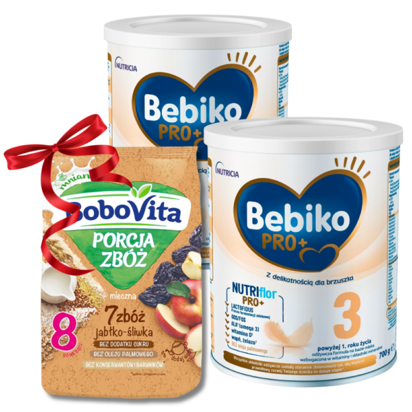 Mleko Bebiko PRO 3 2x700g + kaszka GRATIS mleczna jabłko-śliwka 210g