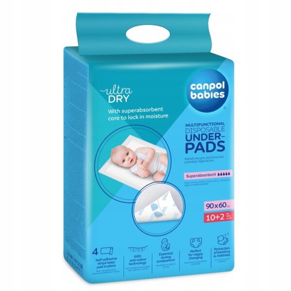 Canpol Podkłady higieniczne samoprzylepne 90x60cm 12szt