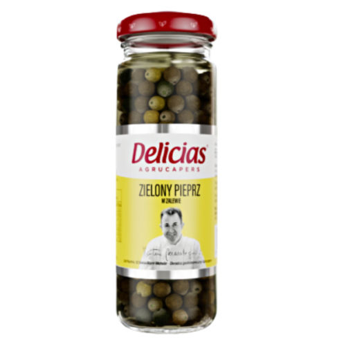 Delicias Agrucapers Pieprz zielony w zalewie, 100g