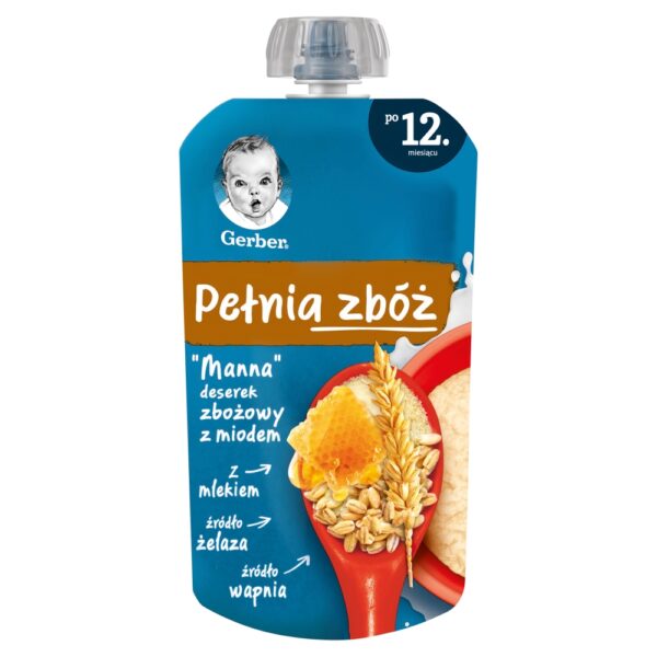 Gerber Pelnia zboz Manna deserek zbozowy z miodem dla dzieci po 12. miesiacu 110 g 1