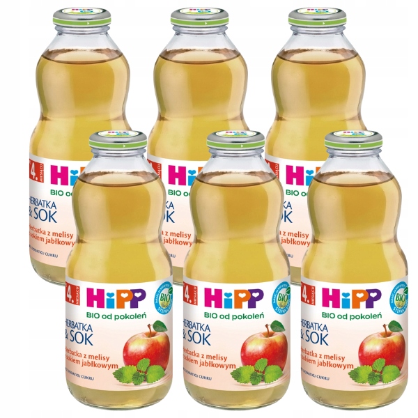 HiPP-BIO-Herbatka-i-Sok-jab-Bio-z-melisy-6x500ml