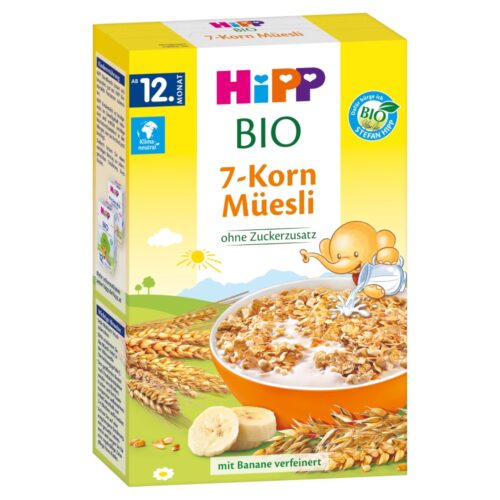 HiPP BIO od pokoleń, Musli 7 zbóż z bananami, od 12. m-ca, 200 g