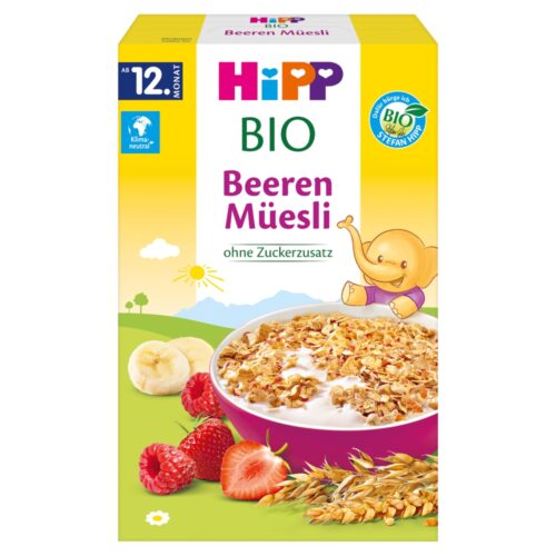 HiPP BIO od pokoleń, Musli Truskawki-Maliny, od 12. m-ca, 200 g