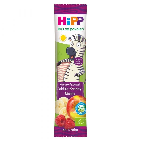 HiPP BIO Owocowy Przyjaciel Owocowy batonik dla malych dzieci po 1. roku jablka banany maliny 23 g