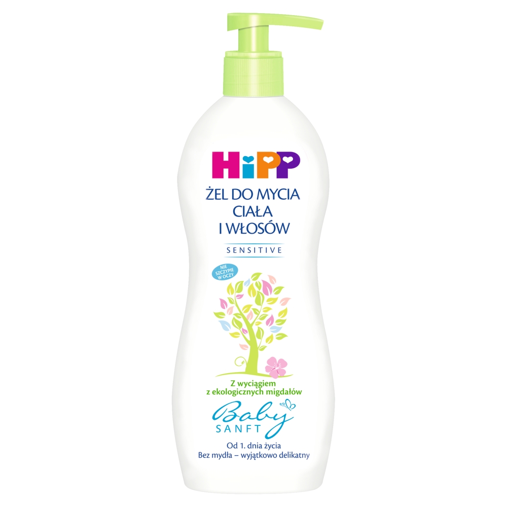 HiPP Babysanft Sensitive Żel do mycia ciała i włosów od 1. dnia życia 400 ml