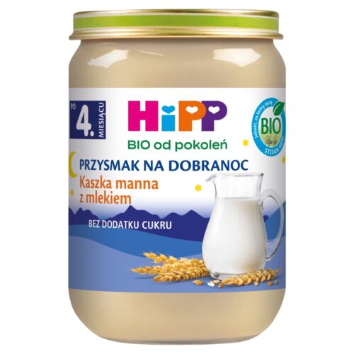 HiPP BIO Przysmak na Dobranoc Kaszka manna z mlekiem po 4. miesiącu 190 g