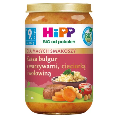HiPP BIO Kasza bulgur z warzywami cieciorką i wołowiną po 9 miesiącu 220g