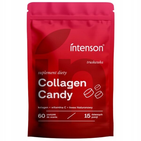 INTENSON-Collagen-Candy-Truskawka-60-pastylek-do-ssania Collagen Candy 60 pastylek do ssania Intenson Truskawka