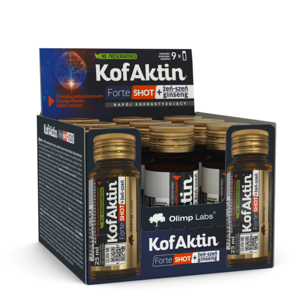 9x Olimp Kofaktin Forte Shot + żeń-szeń 25ml Pomarańczowy