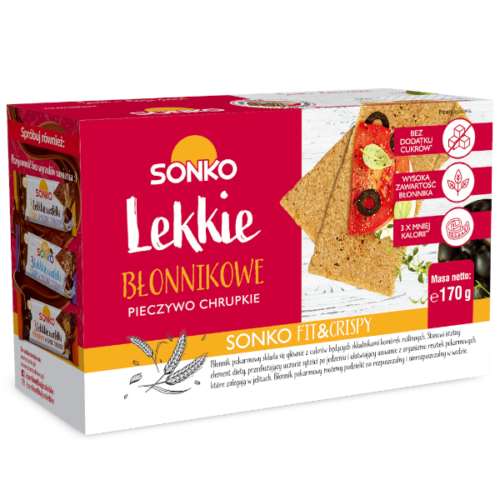 SONKO Pieczywo chrupkie Lekkie błonnikowe 170 g (32 sztuki)