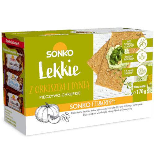 SONKO Pieczywo chrupkie Lekkie z orkiszem i dynią 170 g (31 sztuk)