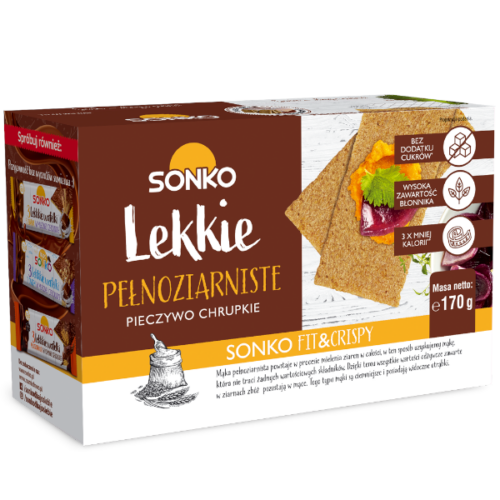 SONKO Pieczywo chrupkie Lekkie pełnoziarniste 170 g (32 sztuki)