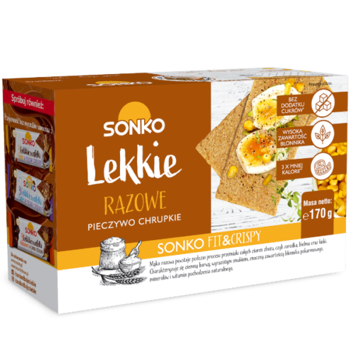 SONKO Pieczywo chrupkie Lekkie razowe 170 g (32 sztuki)
