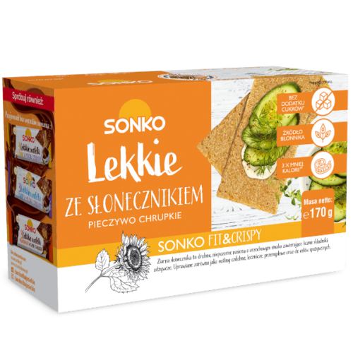 SONKO Pieczywo chrupkie Lekkie ze słonecznikiem 170 g (31 sztuk)