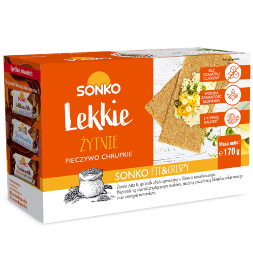 SONKO Pieczywo chrupkie Lekkie żytnie 170 g (32 sztuki)