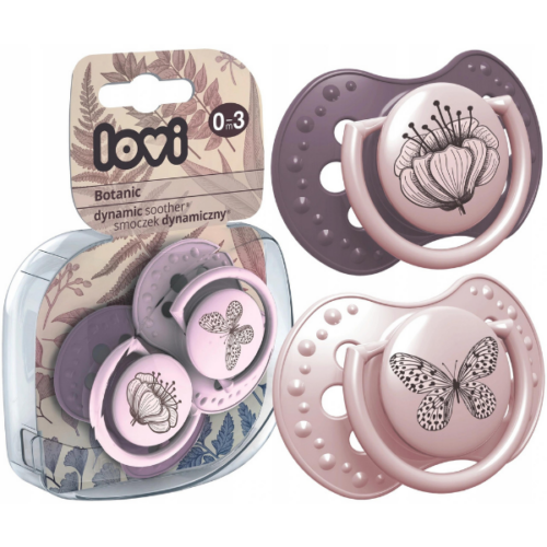 Smoczek silikonowy dynamiczny LOVI 0-3 m 2 szt. Botanic Girl