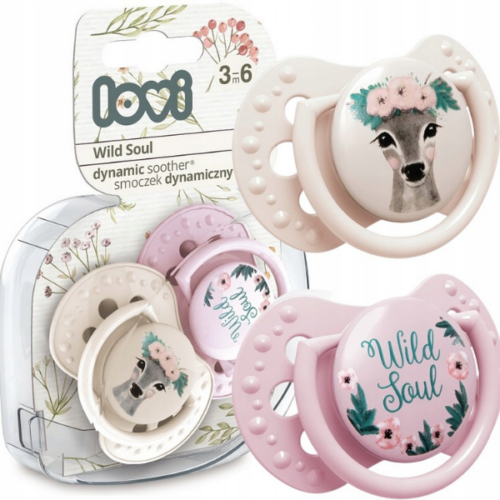 LOVI Smoczek silikonowy dynamiczny 3-6m 2szt Wild Soul GIRL