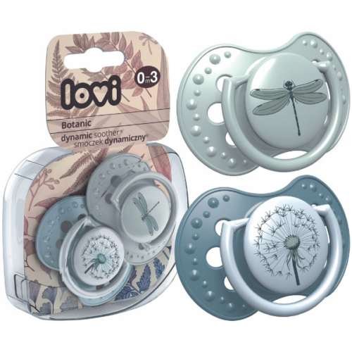 Smoczek silikonowy dynamiczny LOVI 0-3 m 2 szt. Botanic Boy
