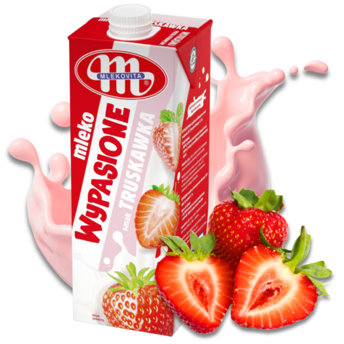 Wypasione Mleko Truskawkowe UHT 1,5% Mlekovita 1 litr