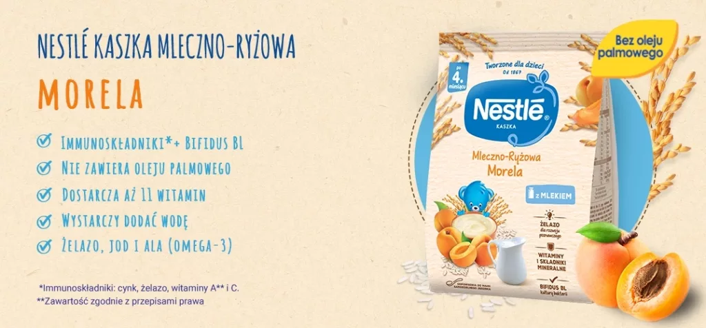 Nestle Kaszka mleczno ryzowa Morela