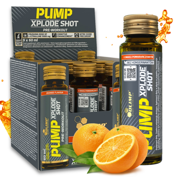 9x Olimp Pump Xplode Shot 60ml bez kofeiny pomarańczowy (Kopia)
