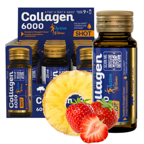 9x Olimp Labs Collagen 6000 Active & Brilliance 25ml Truskawka-ananas