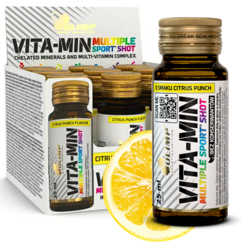 9x Olimp Vita-Min Multiple Sport Shot 25ml cytrynowy