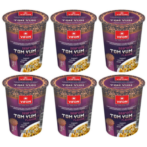 Zupa Tom Yum o smaku owoców morza w stylu tajskim - Kubek - Vifon 67 g x 6 szt