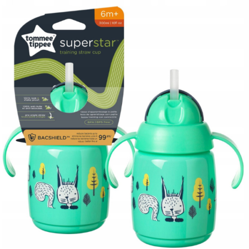 Tommee Tippee Kubek ze słomką Superstar 300ml,6m+ zielony
