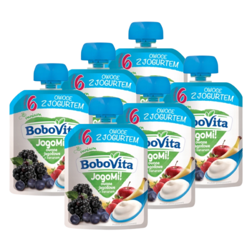 BoboVita JogoMi! Owoce z jogurtem owoce jagodowe z bananem po 6 miesiącu 6x80 g