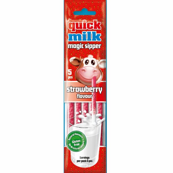 Quick Milk Słomki smakowe do mleka o smaku truskawkowym 30g