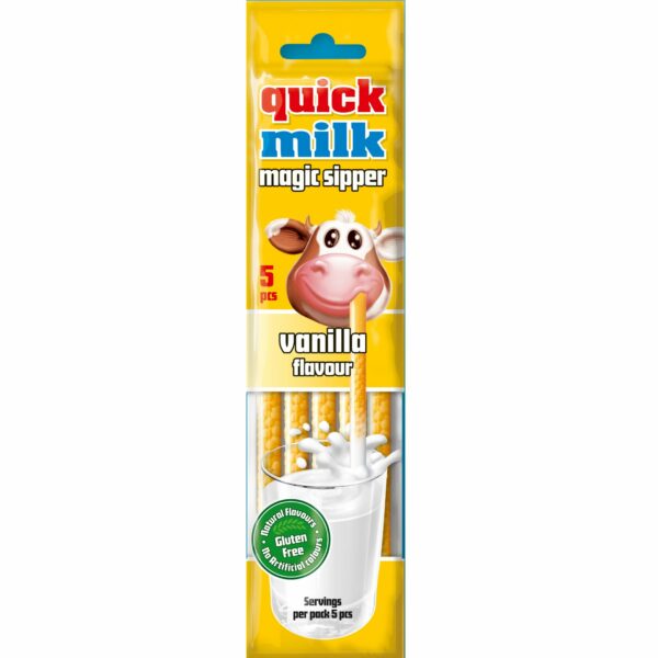 Quick Milk Słomki smakowe do mleka o smaku waniliowym 30g